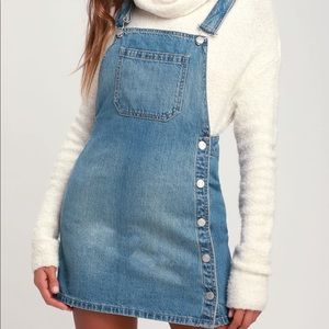 Lulus Light Washed Overall Dress